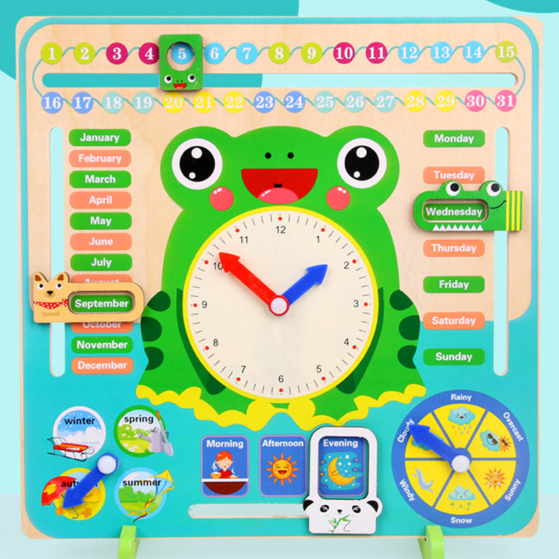 Montessori Wooden Educational Toy – Baby Weather, Seasons & Calendar Clock for Preschool Learning