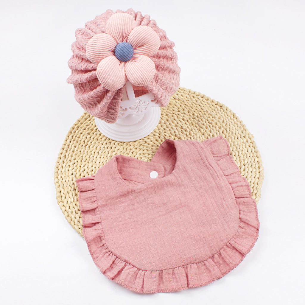 Newborn Baby Hat & Bib Set – Organic Cotton Bonnet with Drool Bibs