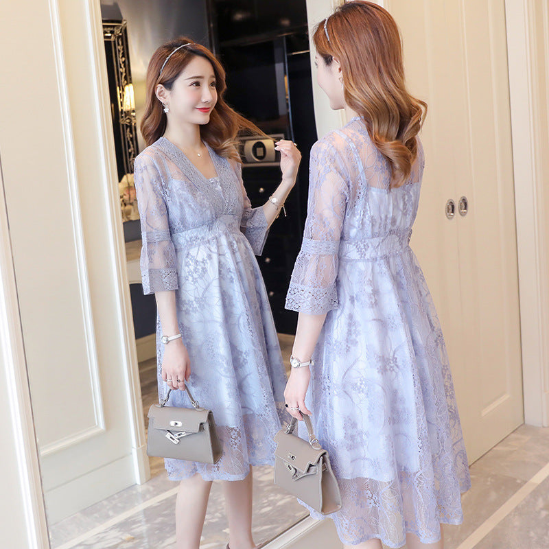 Two-Piece Lace Maternity Dress