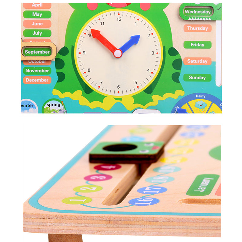 Montessori Wooden Educational Toy – Baby Weather, Seasons & Calendar Clock for Preschool Learning