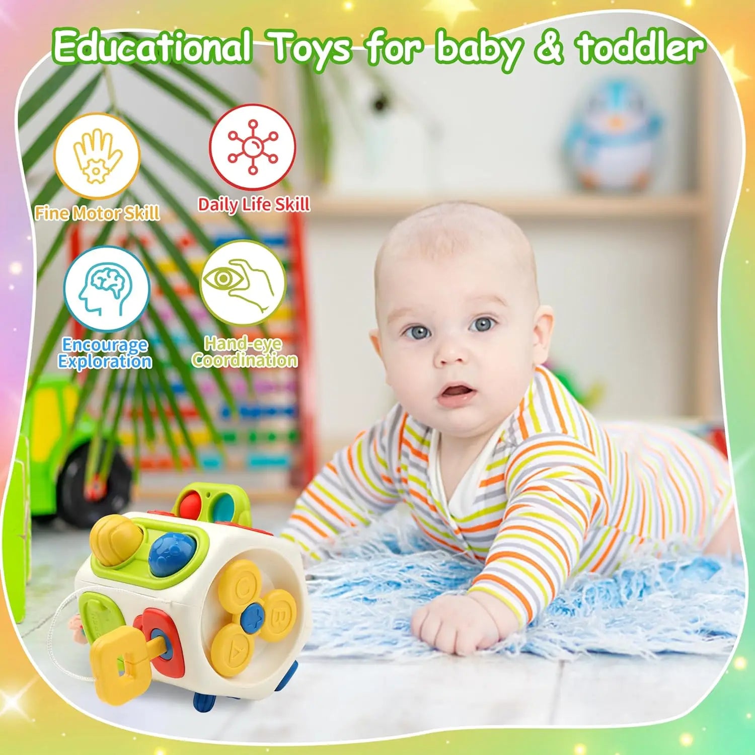 9-in-1 Busy Cube – Montessori Sensory & Learning Toy for Toddlers