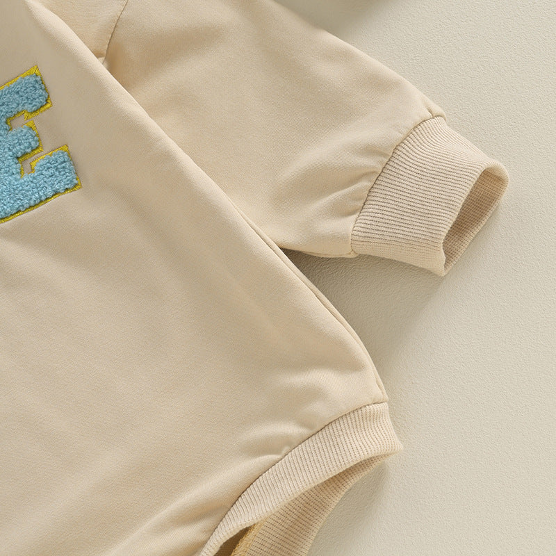 Baby Romper with Letter Embroidery – Golden Edge Design