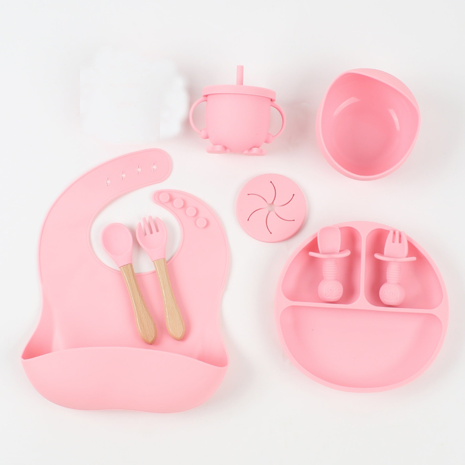 Silicone Baby Snack Catcher Bib & Tableware Set