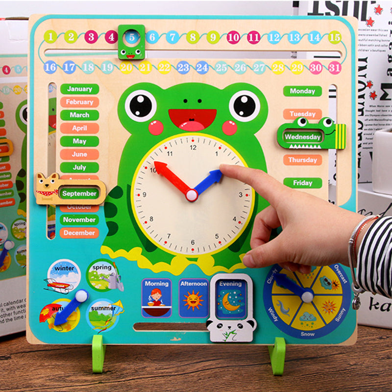 Montessori Wooden Educational Toy – Baby Weather, Seasons & Calendar Clock for Preschool Learning