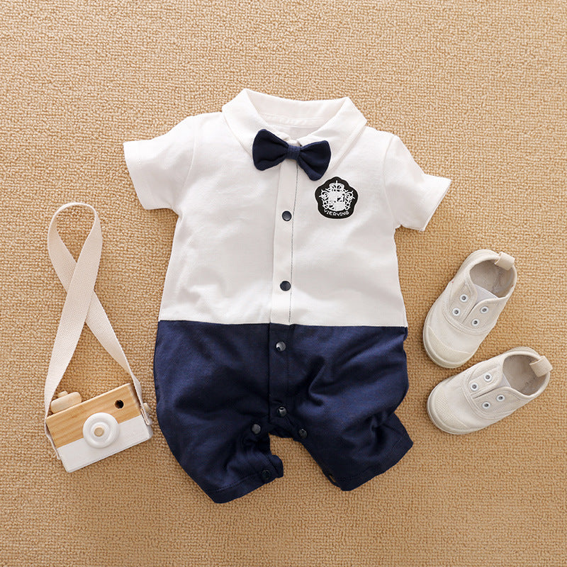 Gentleman-Style Baby Romper Long-Sleeve Outfit
