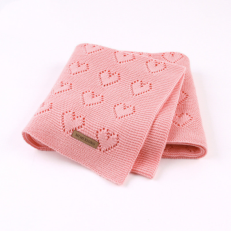 Knitted Baby Heart Hollow Windproof Blanket