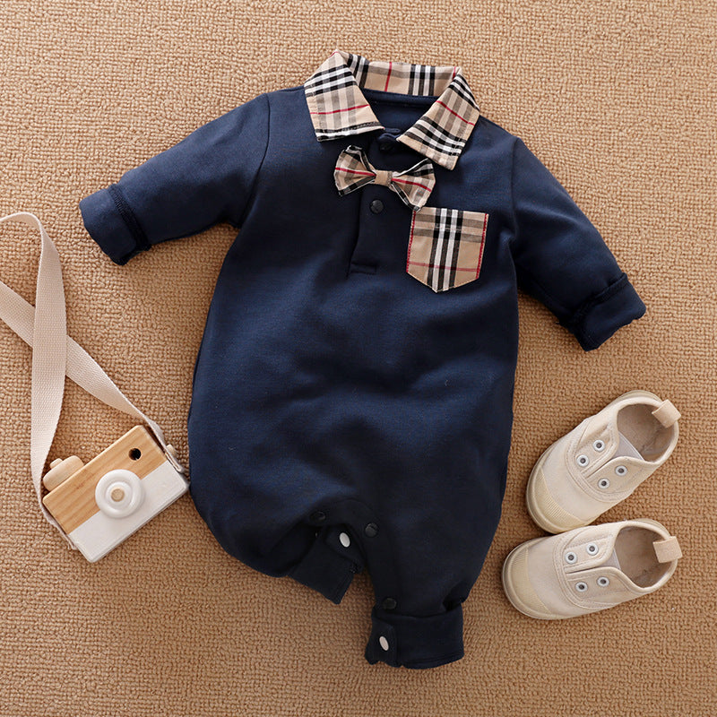 Gentleman-Style Baby Romper Long-Sleeve Outfit