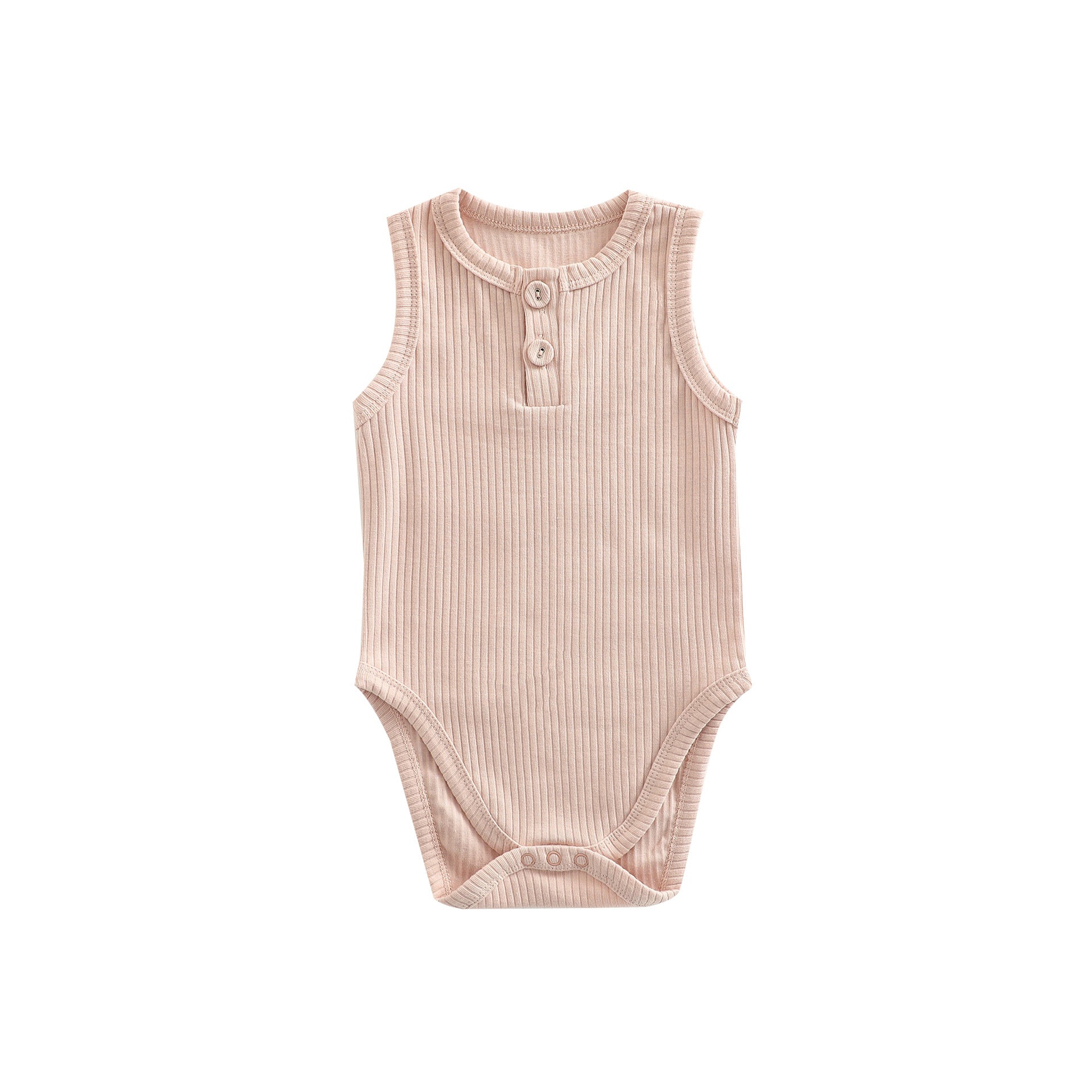 Baby Girl Cotton Romper – Sunken Stripe Vest Design