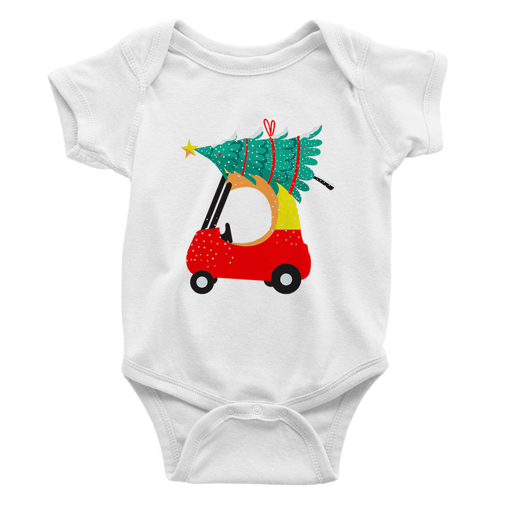 Baby Cotton Short-Sleeve Romper – Coated Fabric