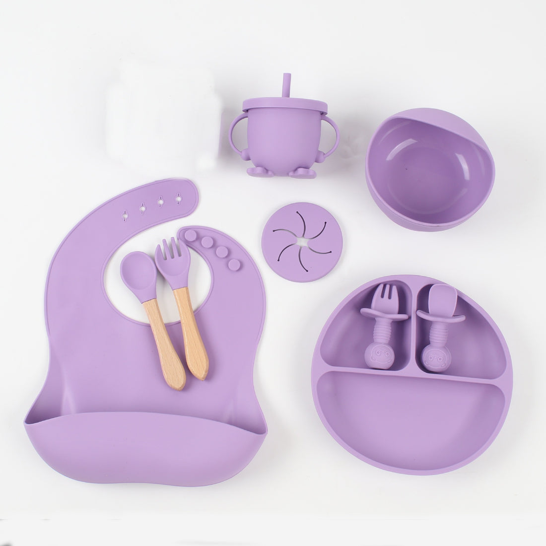 Silicone Baby Snack Catcher Bib & Tableware Set