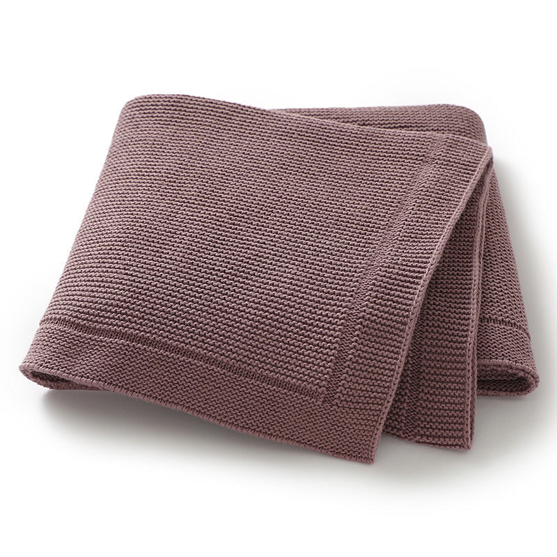 Solid-color Knitted Baby Swaddle Blanket For Strollers
