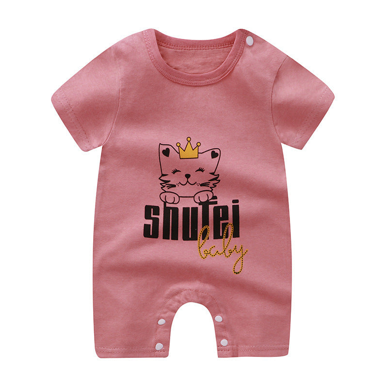 Baby Cotton Short-Sleeve Jumpsuit – Lightweight Newborn Romper