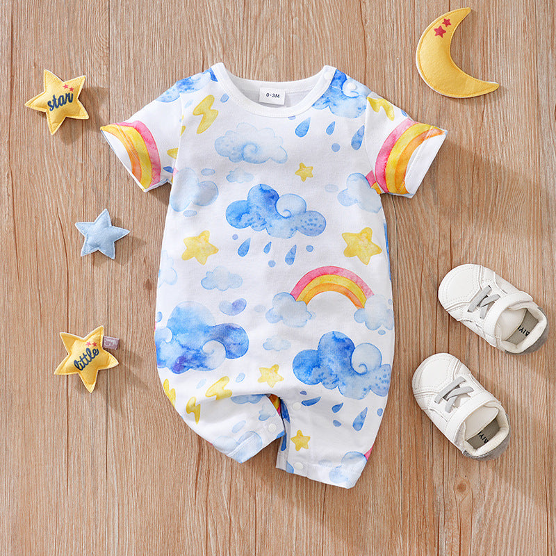 Summer Baby Girl Short-Sleeve Jumpsuit