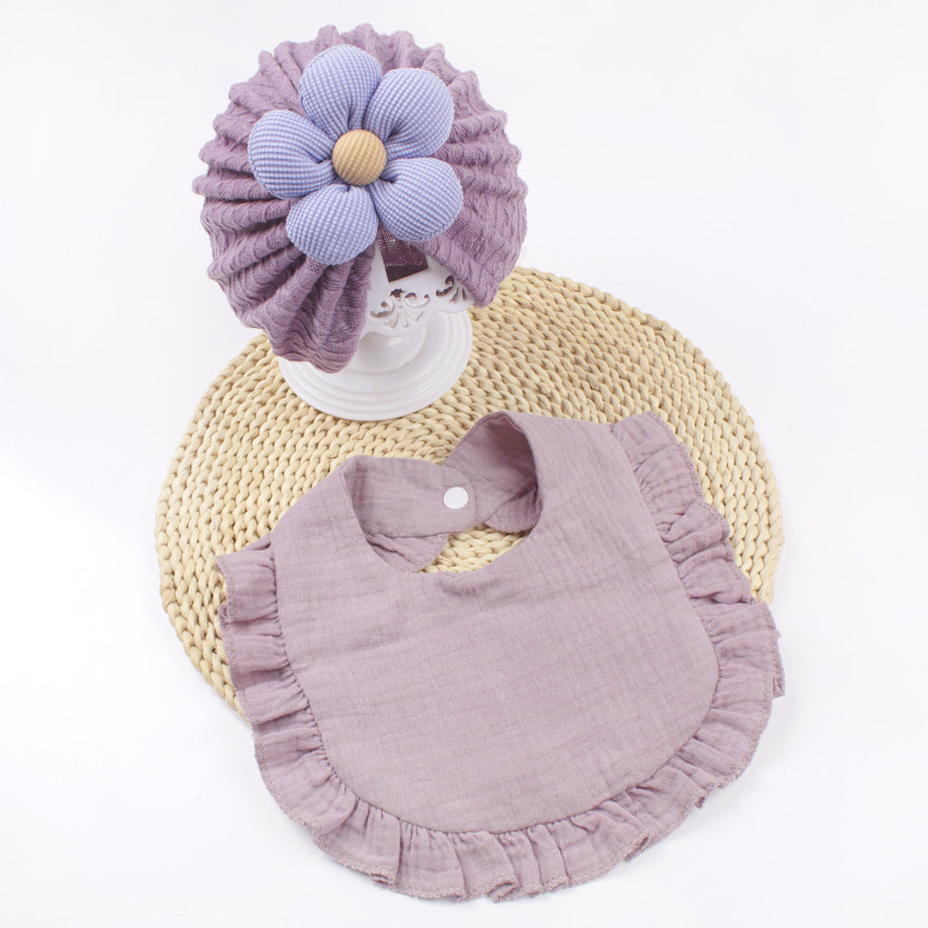 Newborn Baby Hat & Bib Set – Organic Cotton Bonnet with Drool Bibs