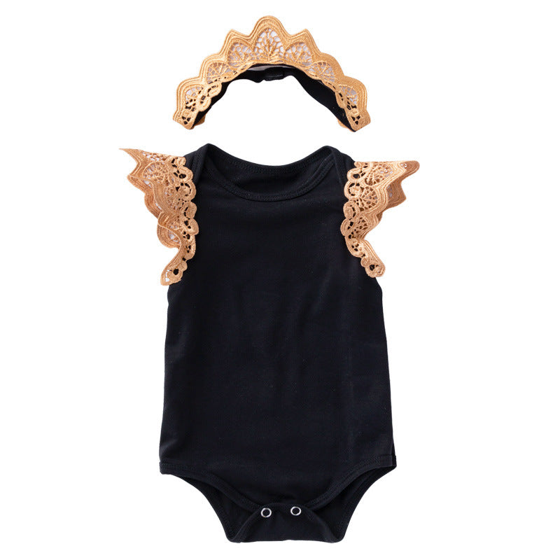 Baby Girl Sleeveless Romper – Wings Jumpsuit Design