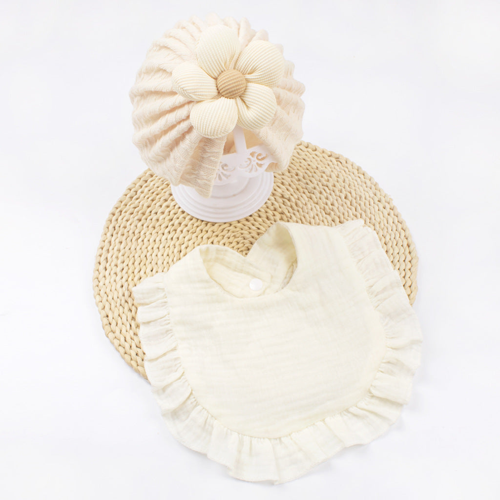 Newborn Baby Hat & Bib Set – Organic Cotton Bonnet with Drool Bibs