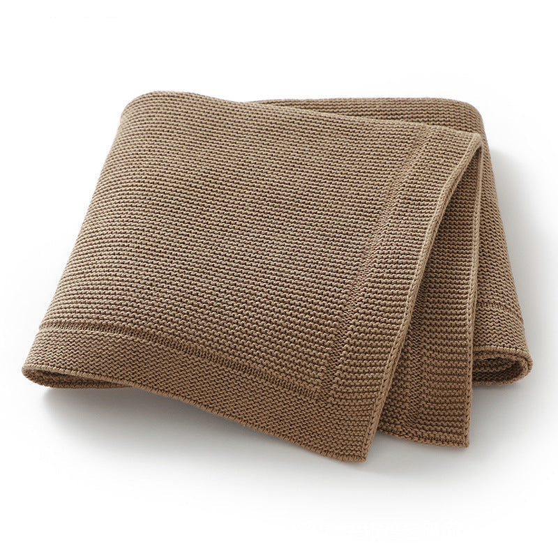 Solid-color Knitted Baby Swaddle Blanket For Strollers