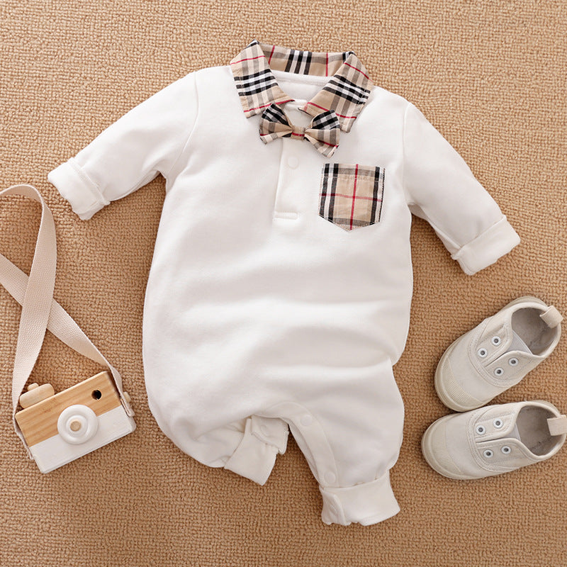 Gentleman-Style Baby Romper Long-Sleeve Outfit