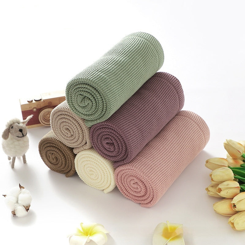 Solid-color Knitted Baby Swaddle Blanket For Strollers