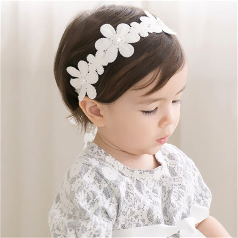 Baby Girls Bow Knot Headband – Soft Lace Floral Hair Accessory