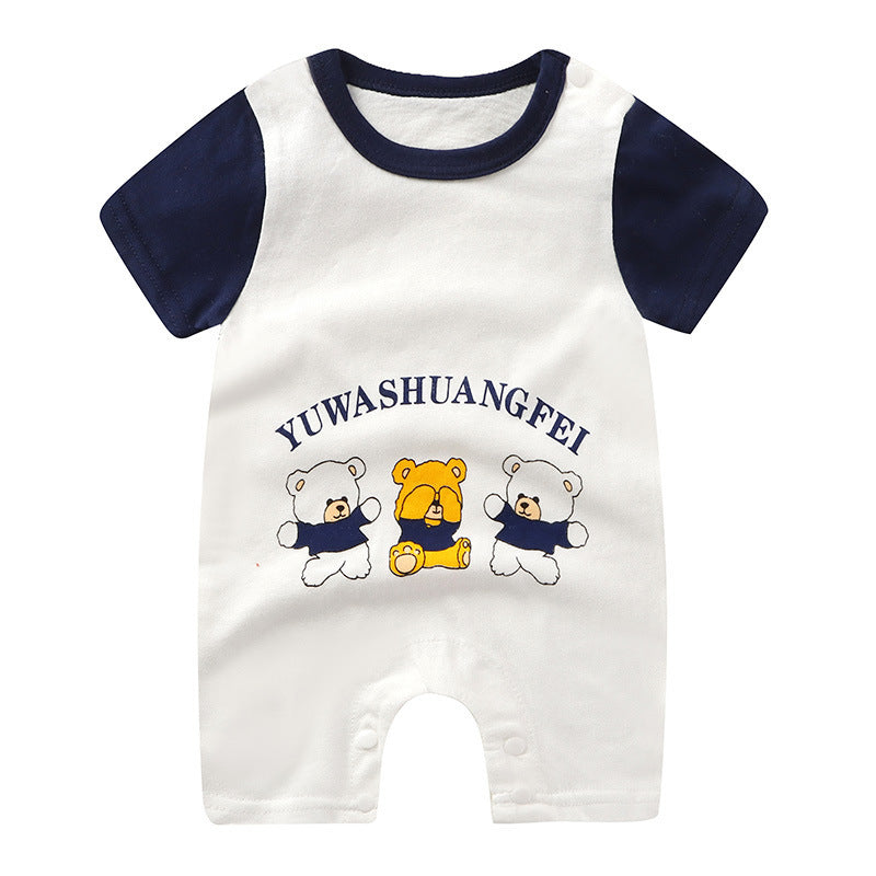 Baby Cotton Short-Sleeve Jumpsuit – Lightweight Newborn Romper