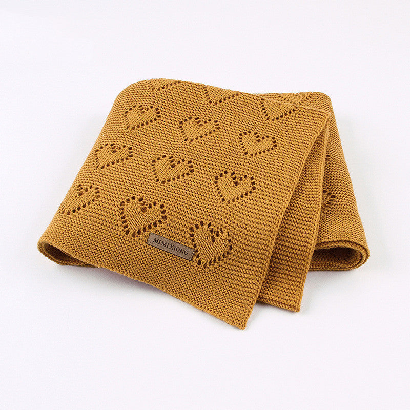 Knitted Baby Heart Hollow Windproof Blanket