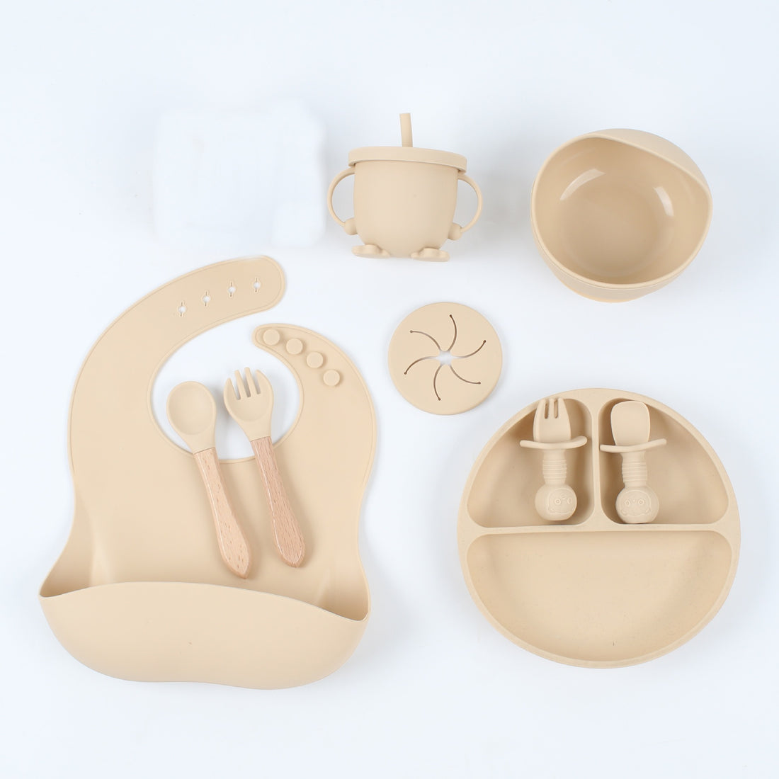 Silicone Baby Snack Catcher Bib & Tableware Set