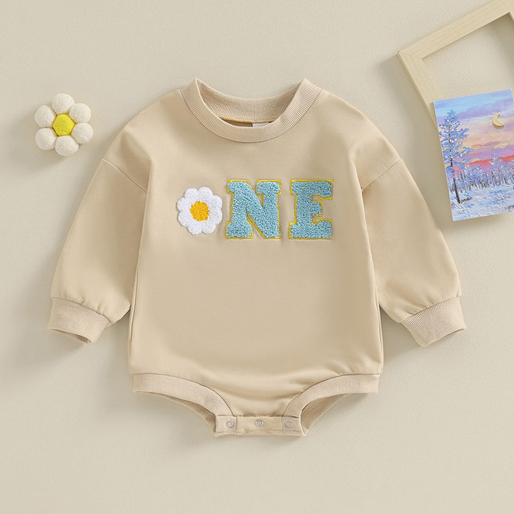 Baby Romper with Letter Embroidery – Golden Edge Design